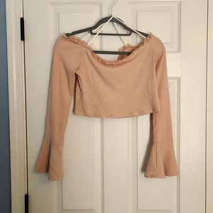 Peach off shoulder crop top